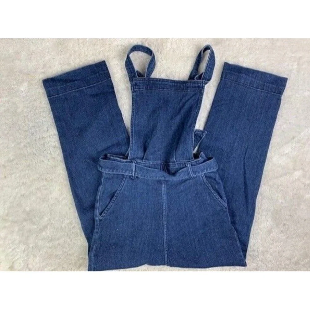 Universal Thread Size 4 Womens Bib Overalls Jean Denim Stretch Med Wash Tie Belt